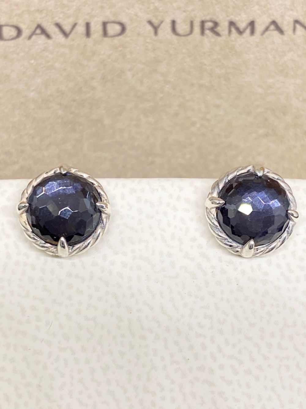 Authentic David Yurman Chatelaine Black Orchid Earrings  925 / 14k  New